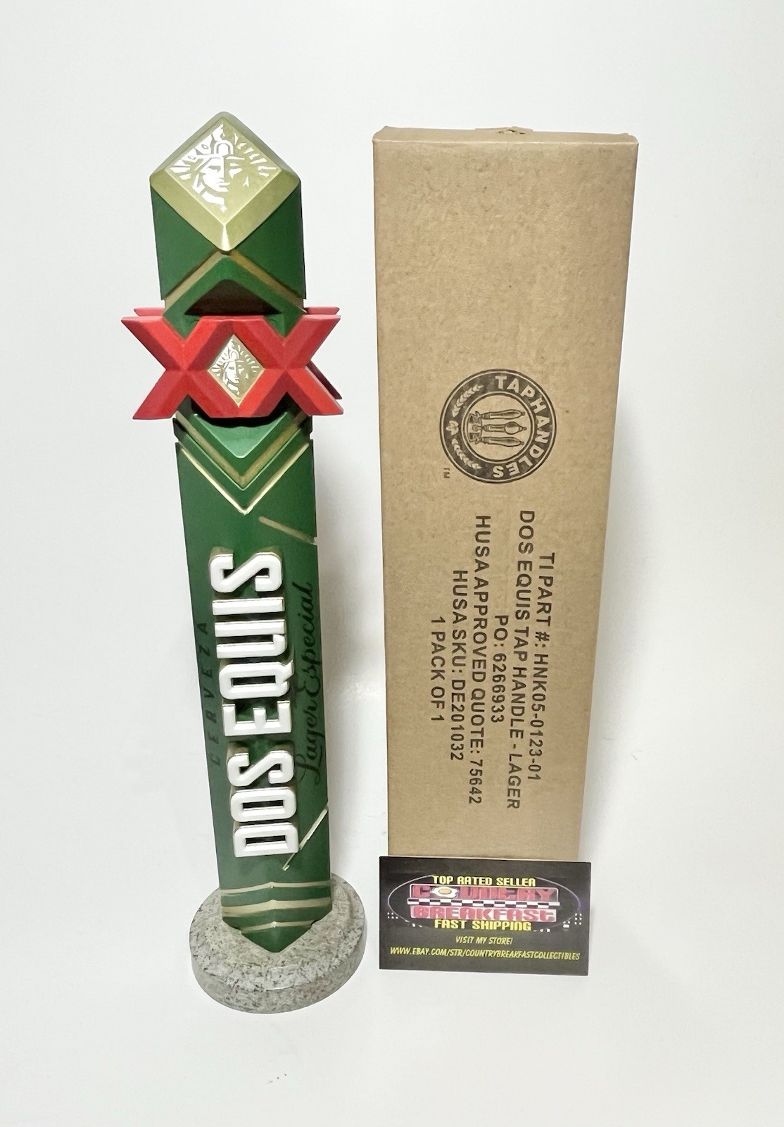 Dos Equis XX Lager Especial Logo Beer Tap Handle 12.5” Tall - Brand New In Box Dos Equis XX Lager Especial Logo Beer Tap Handle 12.5” Tall - Brand New In Box