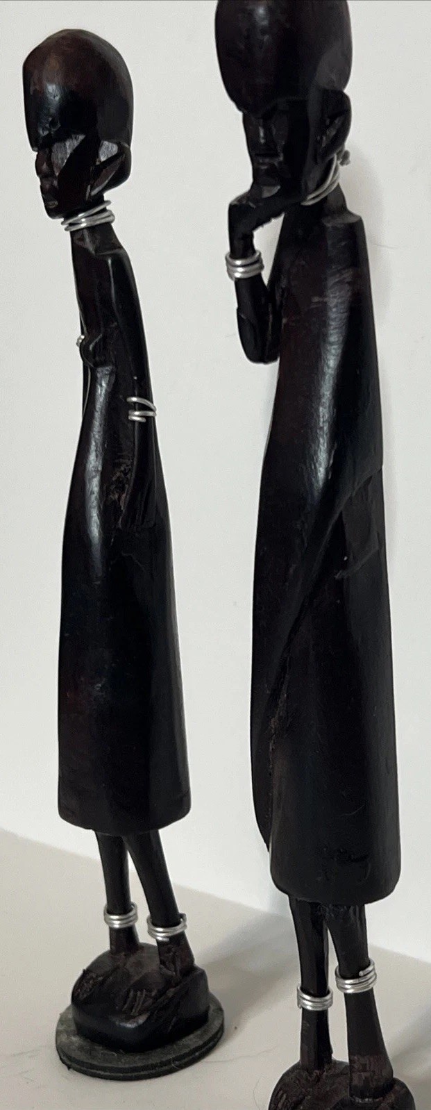 Vintage Hand-Carved African Ebony Wood Figurine Pair 8.5\