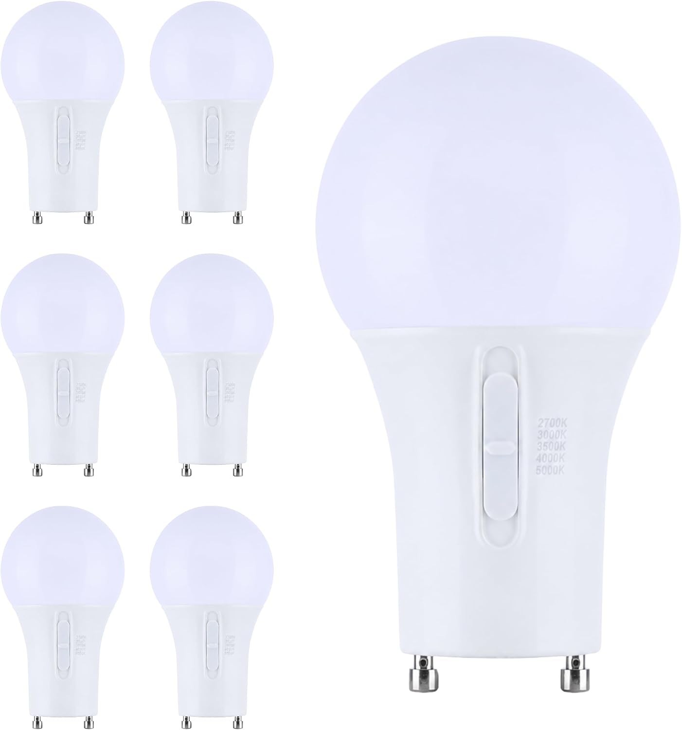 Satco S12144 - 9.5 Watt LED A19 Light Bulbs - GU24 Base -CCT Select (6 or 24 PK)