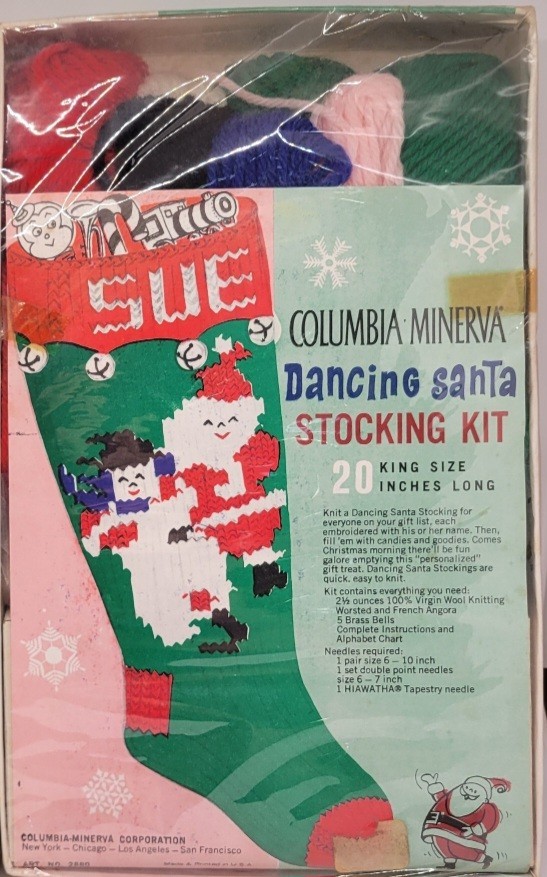 Vintage Columbia Minerva Dancing Santa Christmas Stocking Kit 20\