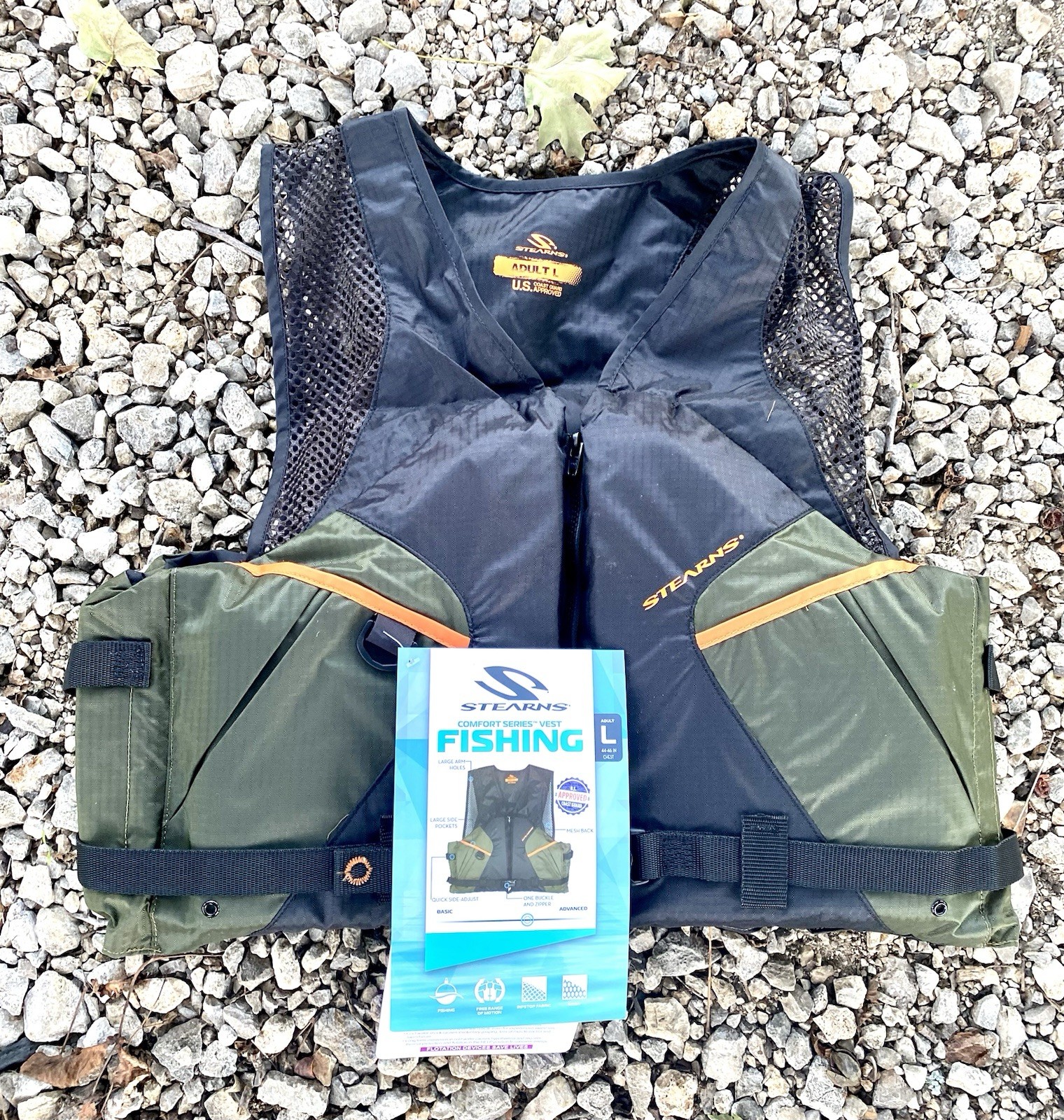 NEW STEARNS Mesh Fishing Life Vest PFD Paddling Coast Guard Type III Adult Large NEW STEARNS Mesh Fishing Life Vest PFD Paddling Coast Guard Type III Adult Large