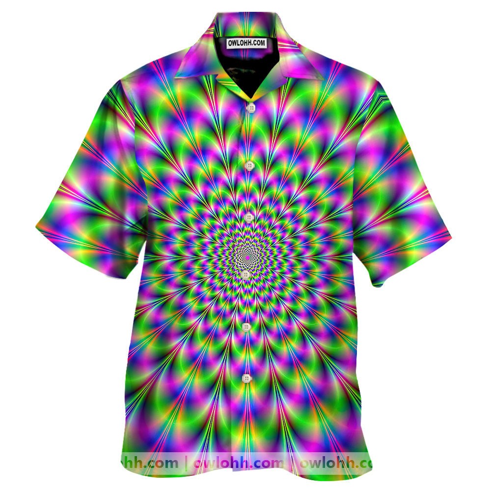 Neon Psychedelic Optical Illusion Men8217s Short Sleeve Unisex Hawaiian Shirt Neon Psychedelic Optical Illusion Men8217s Short Sleeve Unisex Hawaiian Shirt
