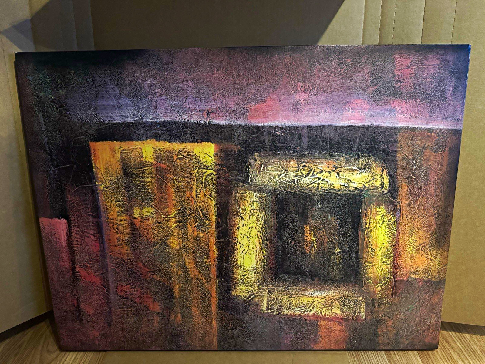 Abstract Geometric Textured Canvas Painting - Modern Contemporary Unframed Abstract Geometric Textured Canvas Painting - Modern Contemporary Unframed