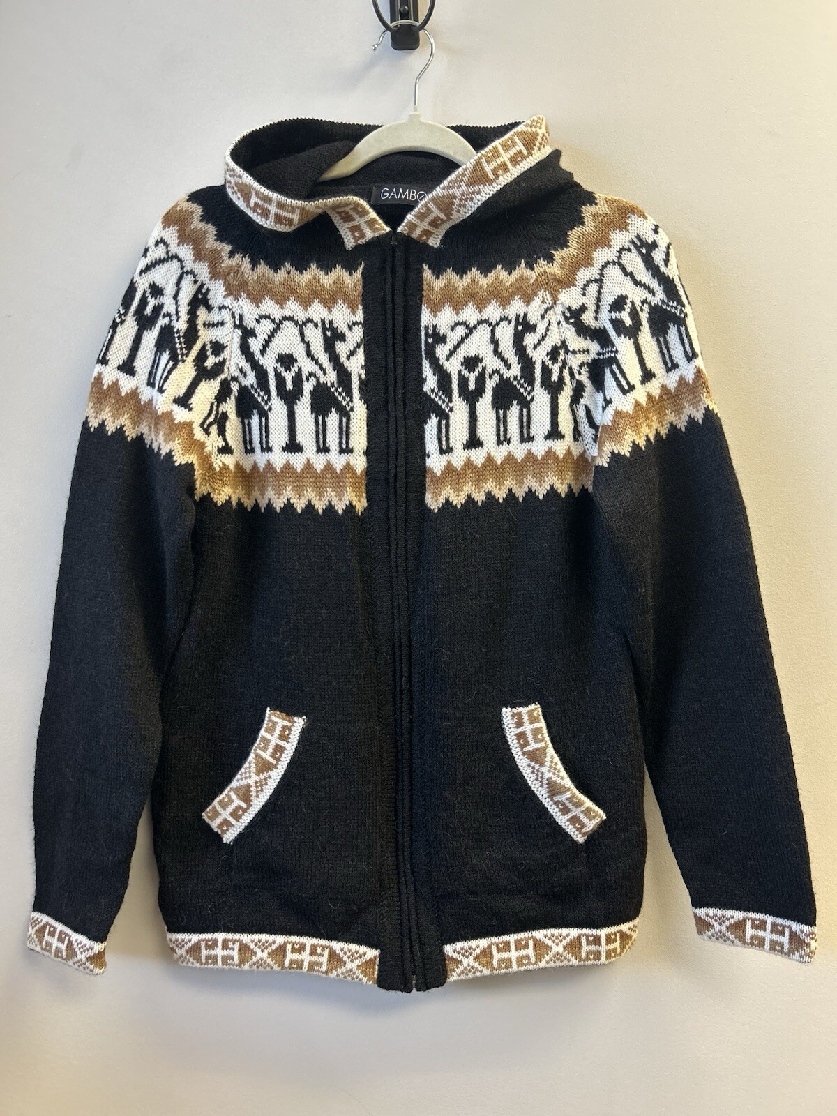 Gamboa Sweater Zip N Hood Andino Alpaca Wool Peru Lama Print Women’s Gamboa Sweater Zip N Hood Andino Alpaca Wool Peru Lama Print Women’s
