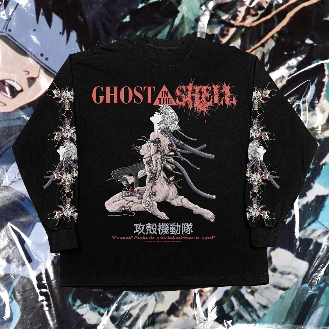 Arcade Anime Ghost in the Shell Motoko Kusanagi Long Sleeve Heavyweight T-Shirt