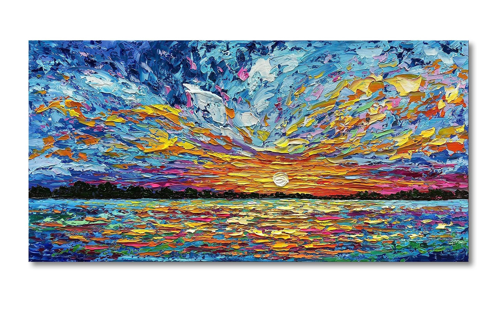 Limiyer Art Hand-painted Sea Sunrise landscape Modern Abstract Oil painting L... Limiyer Art Hand-painted Sea Sunrise landscape Modern Abstract Oil painting L...