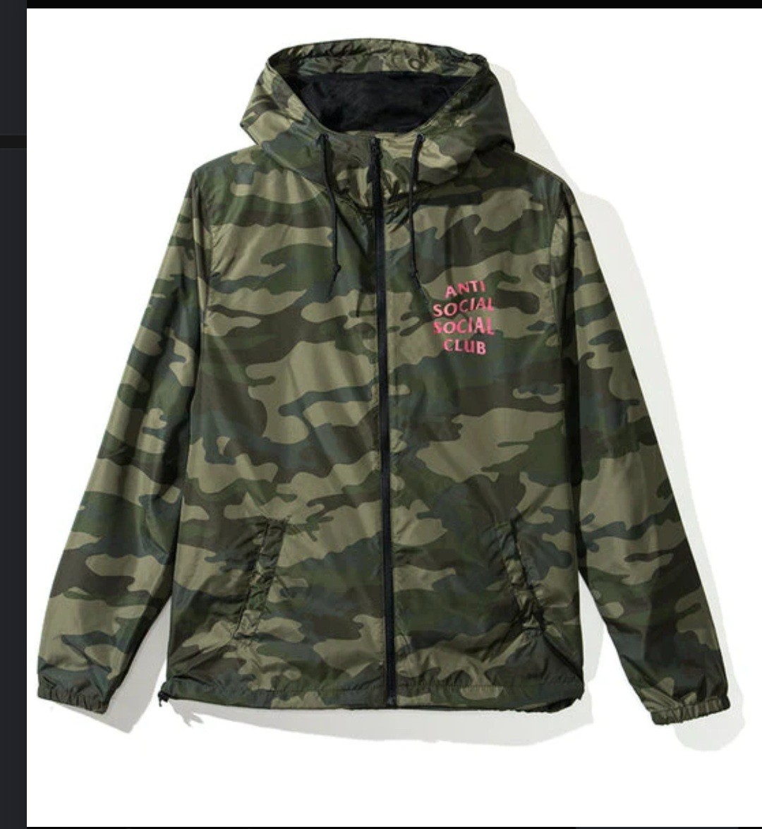 Anti Social Social Club Break Me Windbraker \'EZ Jacket\' Camo Black Pink New Anti Social Social Club Break Me Windbraker \'EZ Jacket\' Camo Black Pink New