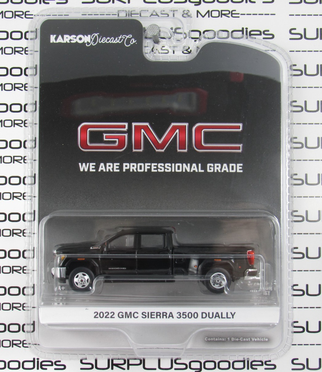 2024 Greenlight Karson Diecast: Black 2022 GMC SIERRA 3500 Pro Dually 51560-B