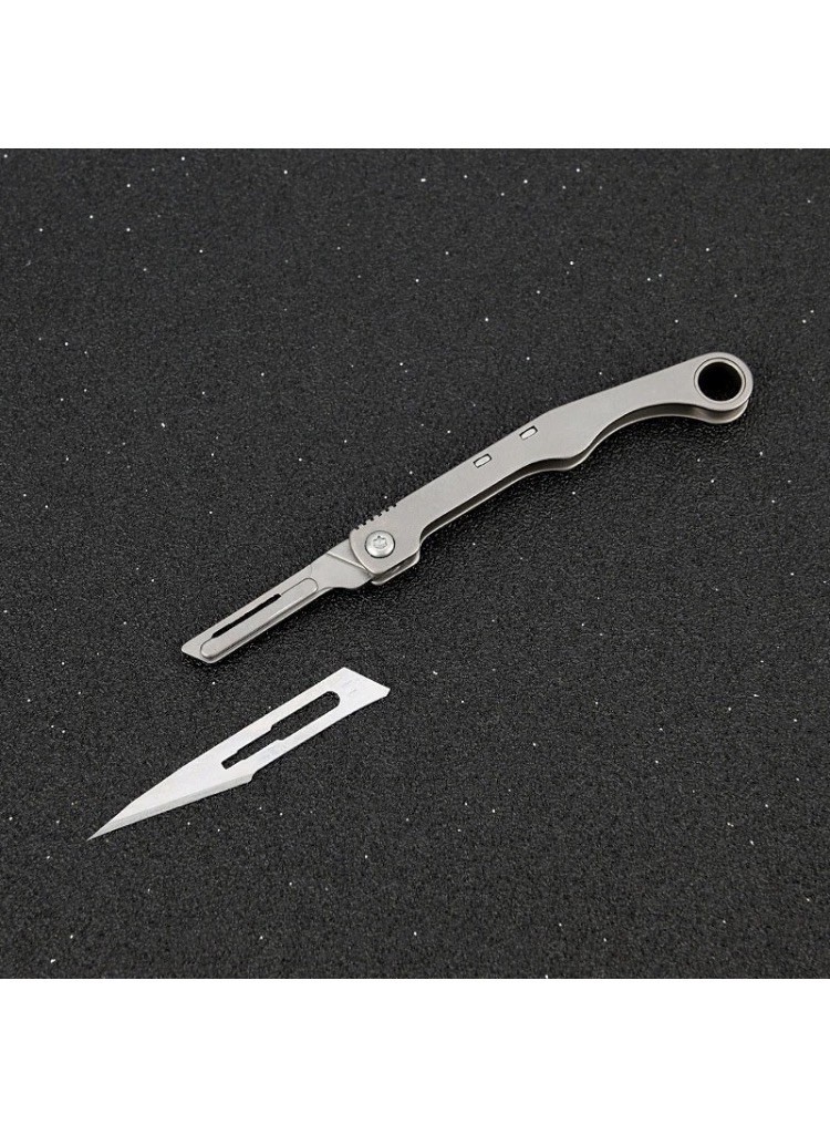 Mini Titanium Utility Folding Knife Scalpel Blade Pocket Keychain Outdoor EDC Mini Titanium Utility Folding Knife Scalpel Blade Pocket Keychain Outdoor EDC