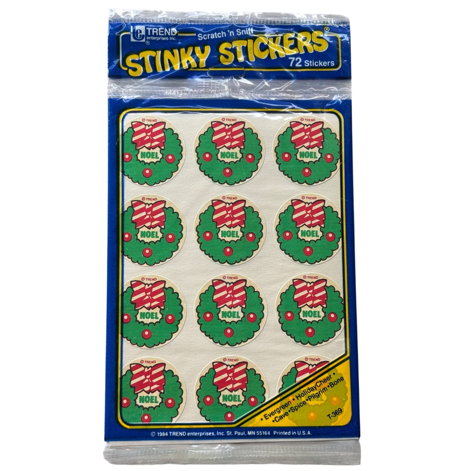 Vintage 1984 Trend Stinky Stickers 72 Pack Noel Wreath Skeleton Sniff SEALED Vintage 1984 Trend Stinky Stickers 72 Pack Noel Wreath Skeleton Sniff SEALED
