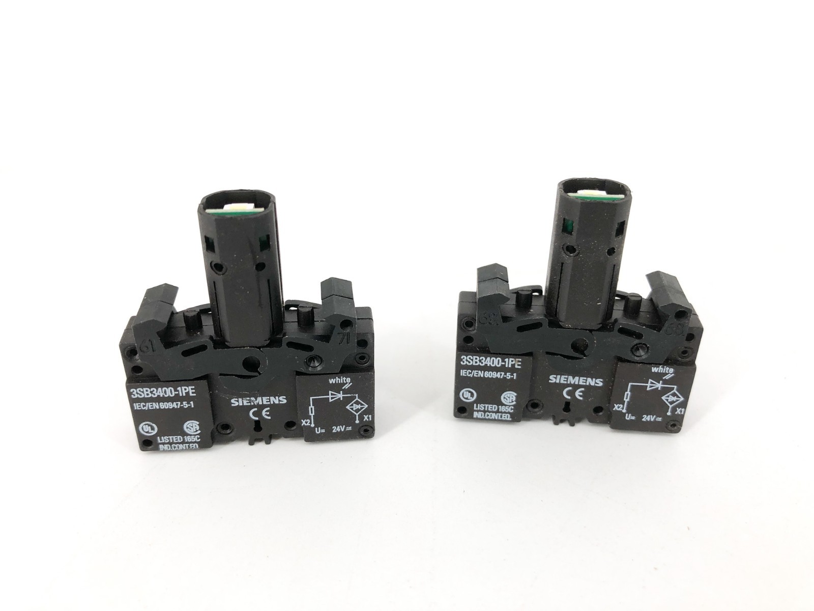 Lot of 2 New Siemens 3SB3400-1PE Integrated Lamp Module White 24V - No Box Lot of 2 New Siemens 3SB3400-1PE Integrated Lamp Module White 24V - No Box