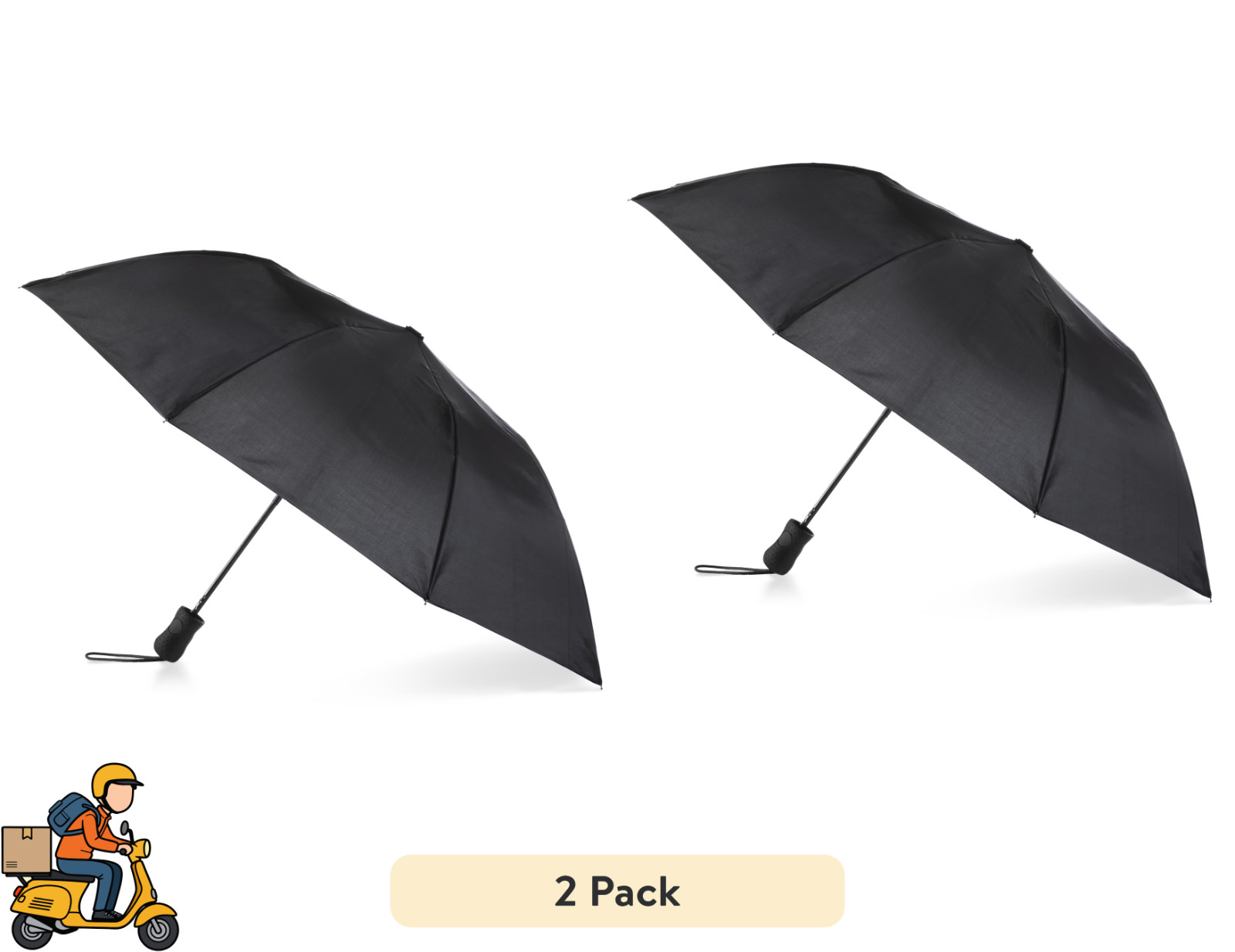 ( 2 PACK ) Totes - Black - Auto Open Umbrella With NeverWet - Recycled Fabric ( 2 PACK ) Totes - Black - Auto Open Umbrella With NeverWet - Recycled Fabric