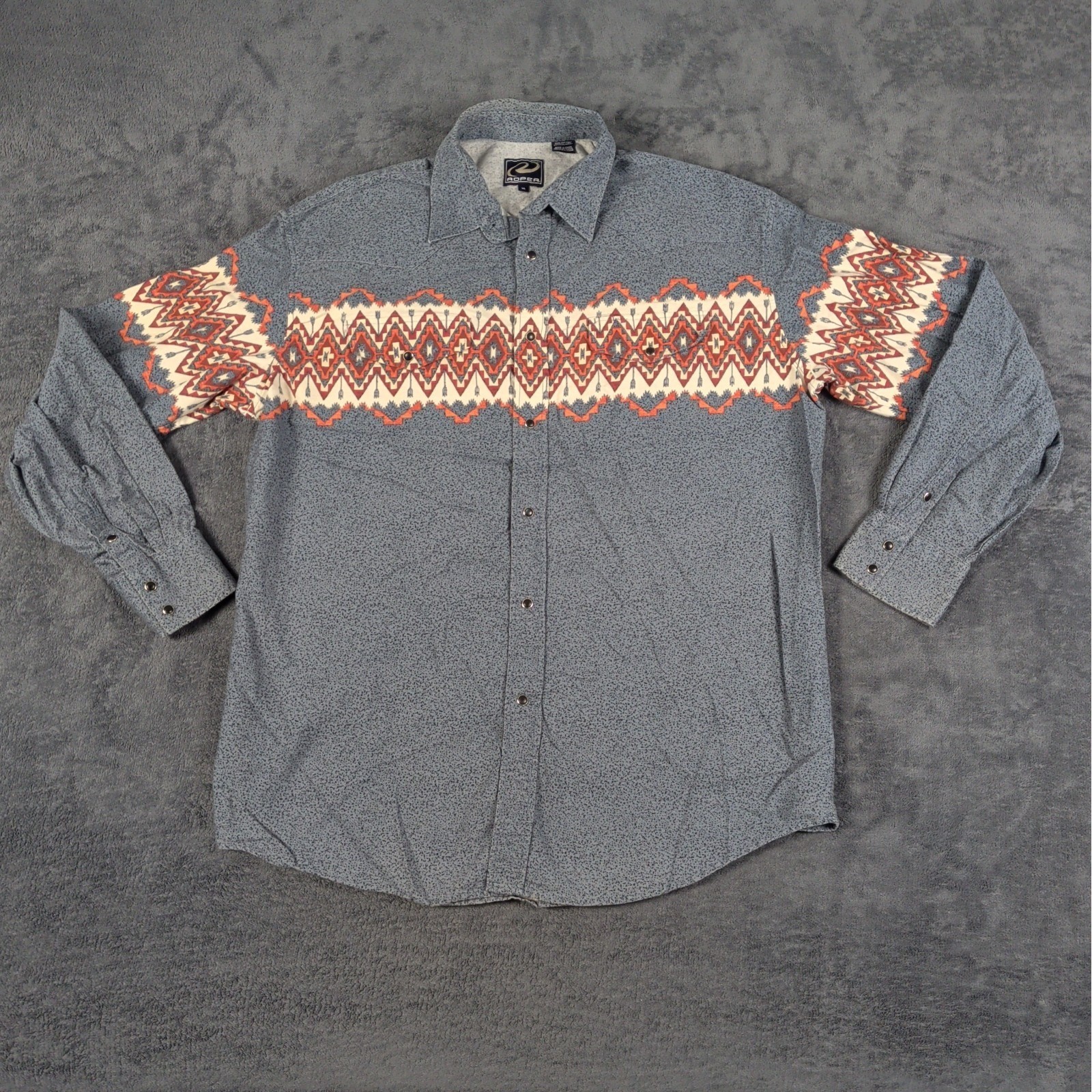 Vtg Roper Western Ranch Aztec Rodeo Button Long Sleeve Shirt Large Vtg Roper Western Ranch Aztec Rodeo Button Long Sleeve Shirt Large