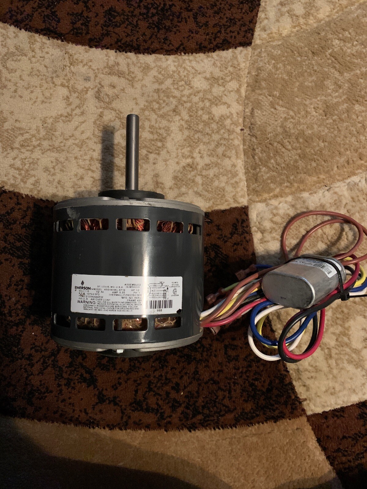 K55HXHKL-8719 Emerson TRANE HVAC Blower Motor 1/2HP 21D340988P02 RECONDITIONED