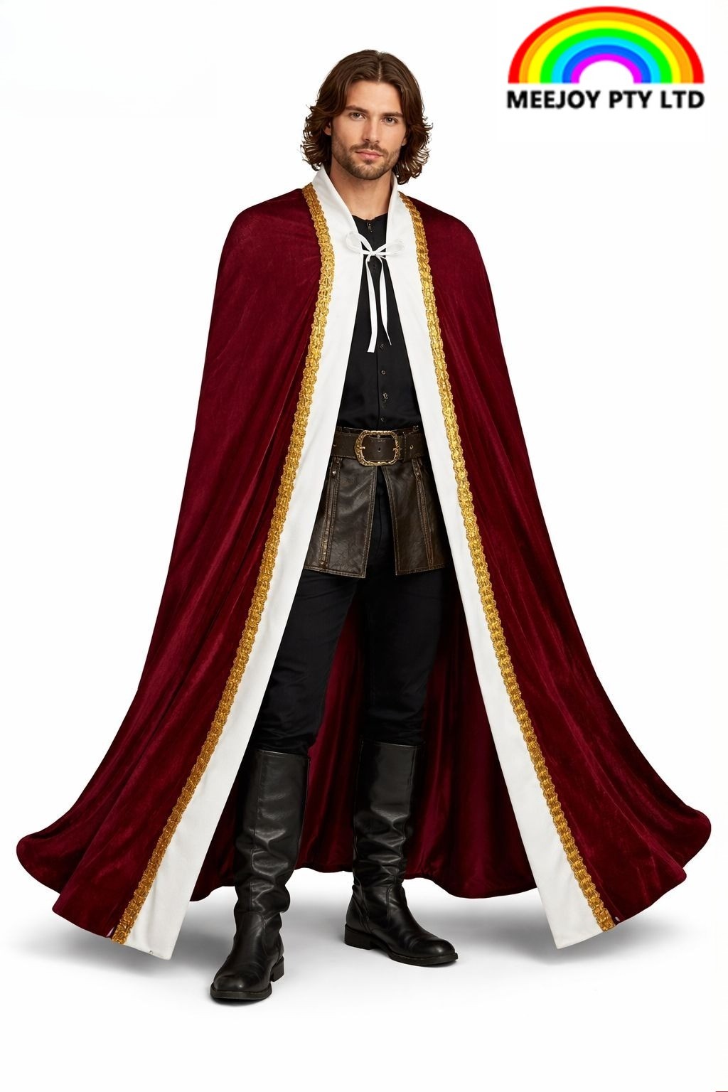 Royal King Queen Velvet Cape Medieval Prince Cloak Halloween Cosplay Costume