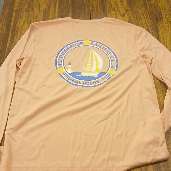 Weatherproof Vintage Men’s Pink Long Sleeve Crew Neck Sailing Graphic Tee L