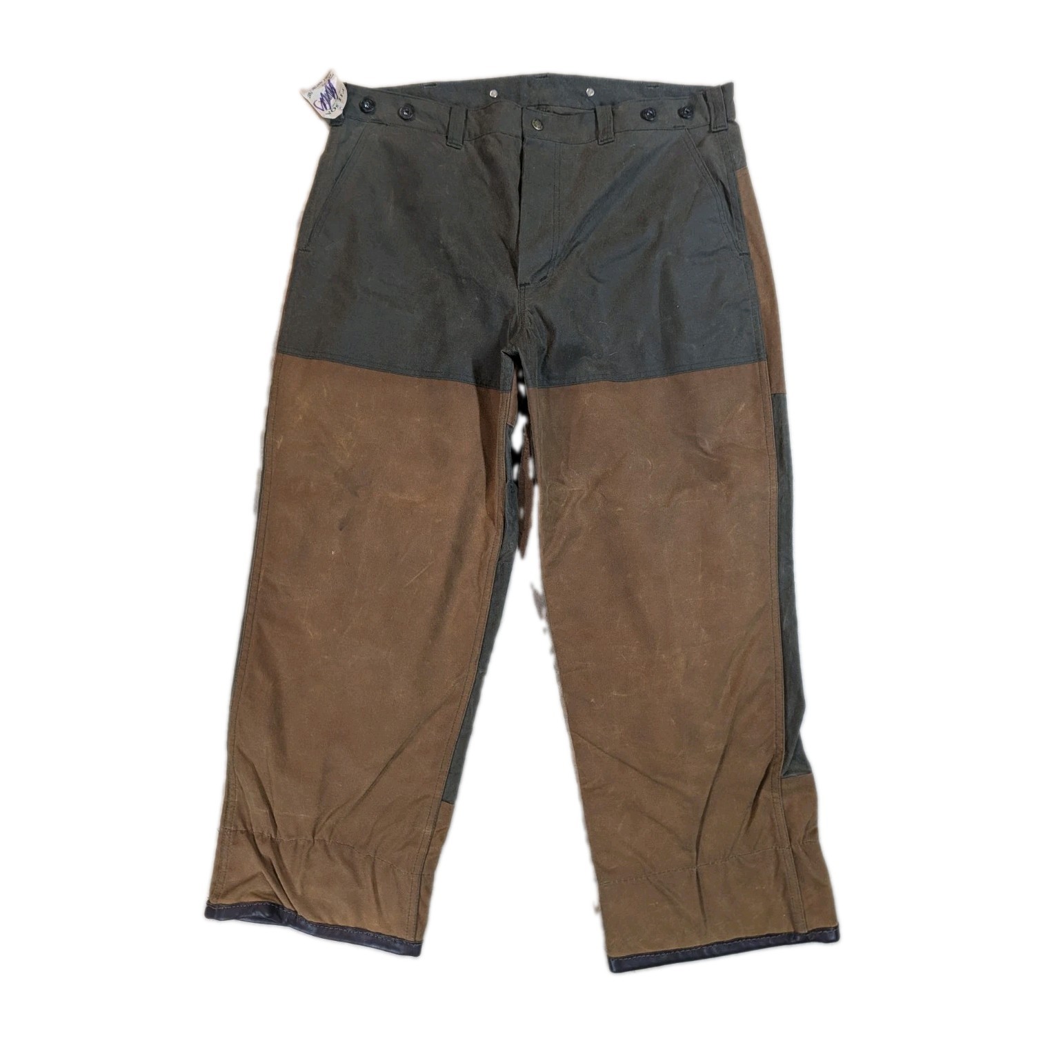 Filson 467 Double Tin Cloth Hunting Pants Waxed Canvas Green Beige Size 40