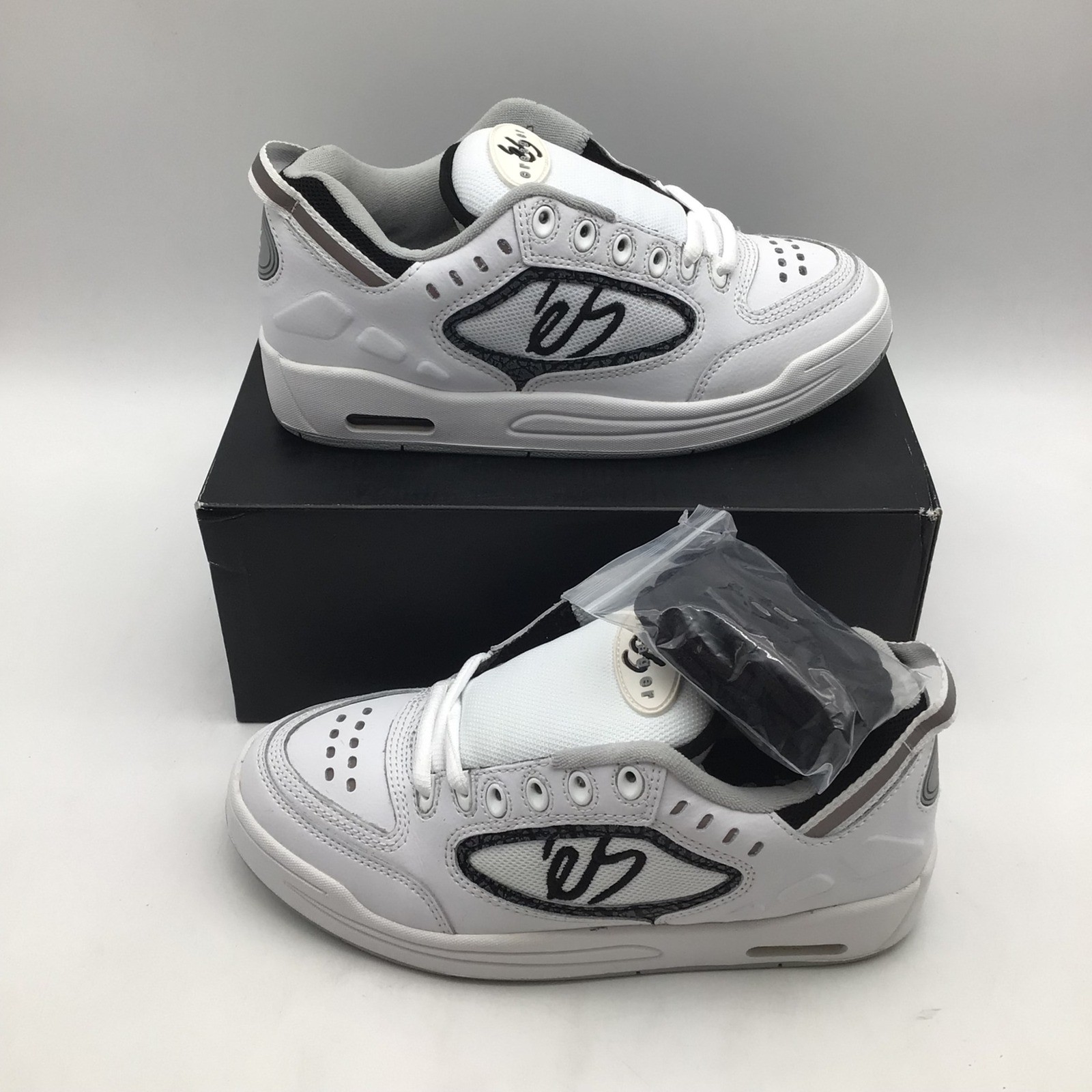 eS Creager Mens Skate Shoes White Grey Black Size 7.5 Retro Chunky Sneakers NEW