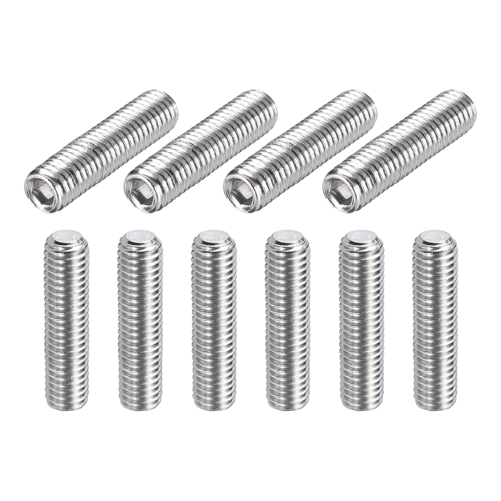 10Pcs, M8-1.25x35mm Grub Screws 304 Stainless Steel Point Allen Head Screw