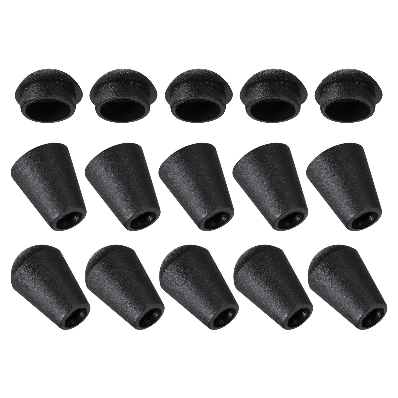 16PACK Plastic Cord Lock Bell End Stopper Cord End Lock Rope Fastener Black