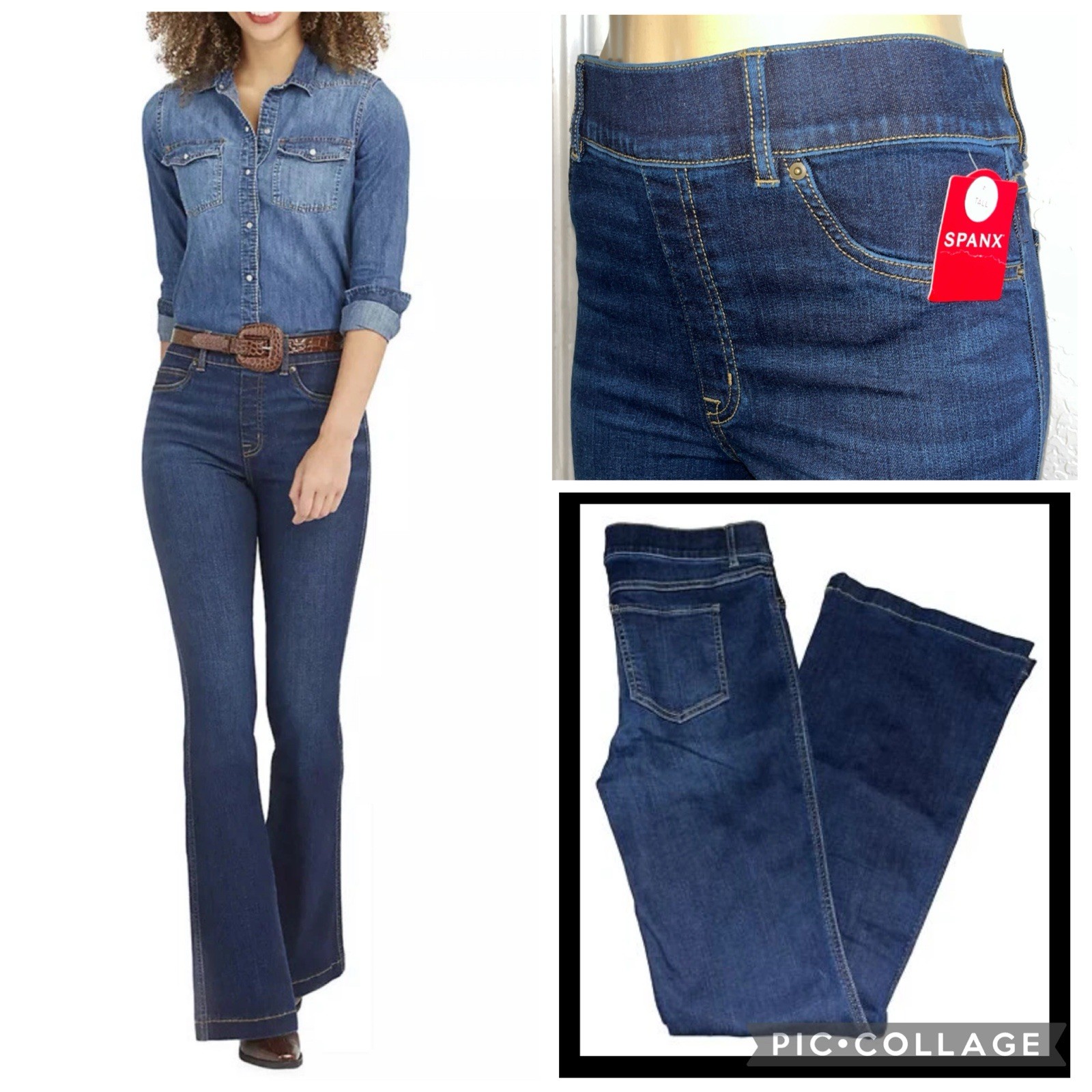 NWT SPANX Spanxshape Original EveryWear Flare Midnight Shade Jeans #20327R-Sz XL