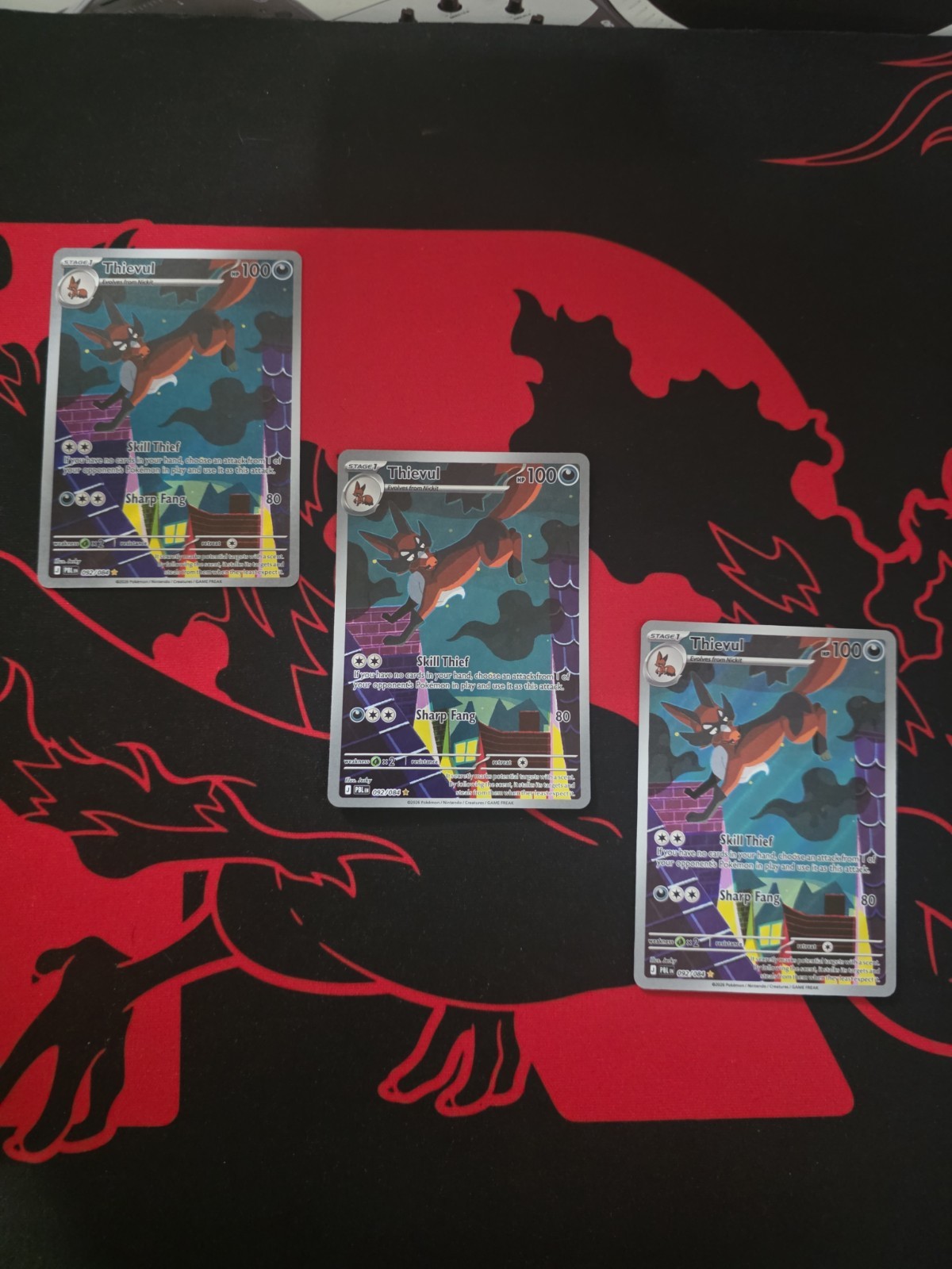 Pokemon Pitch Black Thievul 092/084 Full Art Lot X 3