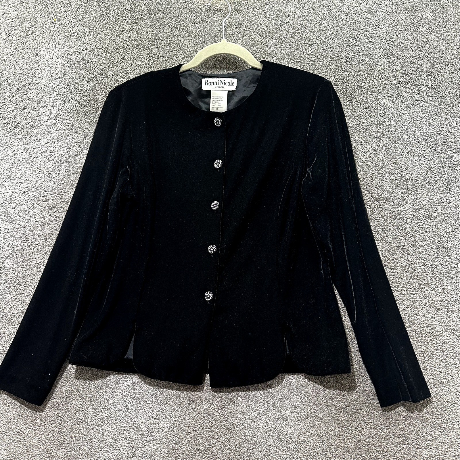VTG Ronni Nicole By Ouida Cardigan Sweater Women Medium Black Velvet Button Up VTG Ronni Nicole By Ouida Cardigan Sweater Women Medium Black Velvet Button Up