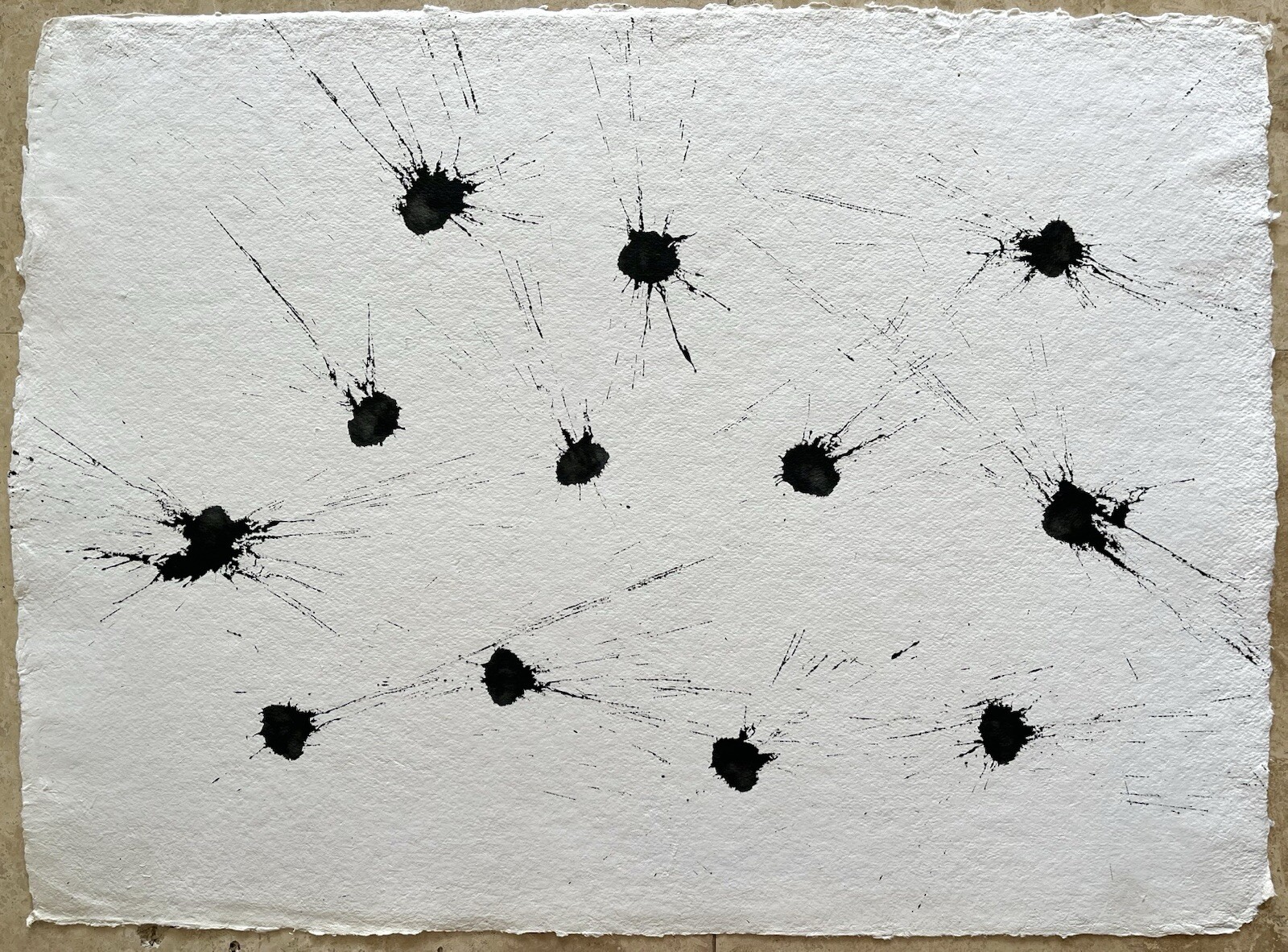 ORIGINAL MINIMALIST PAINTING BLACK INK ON HANDMADE PAPER ORIGINAL MINIMALIST PAINTING BLACK INK ON HANDMADE PAPER