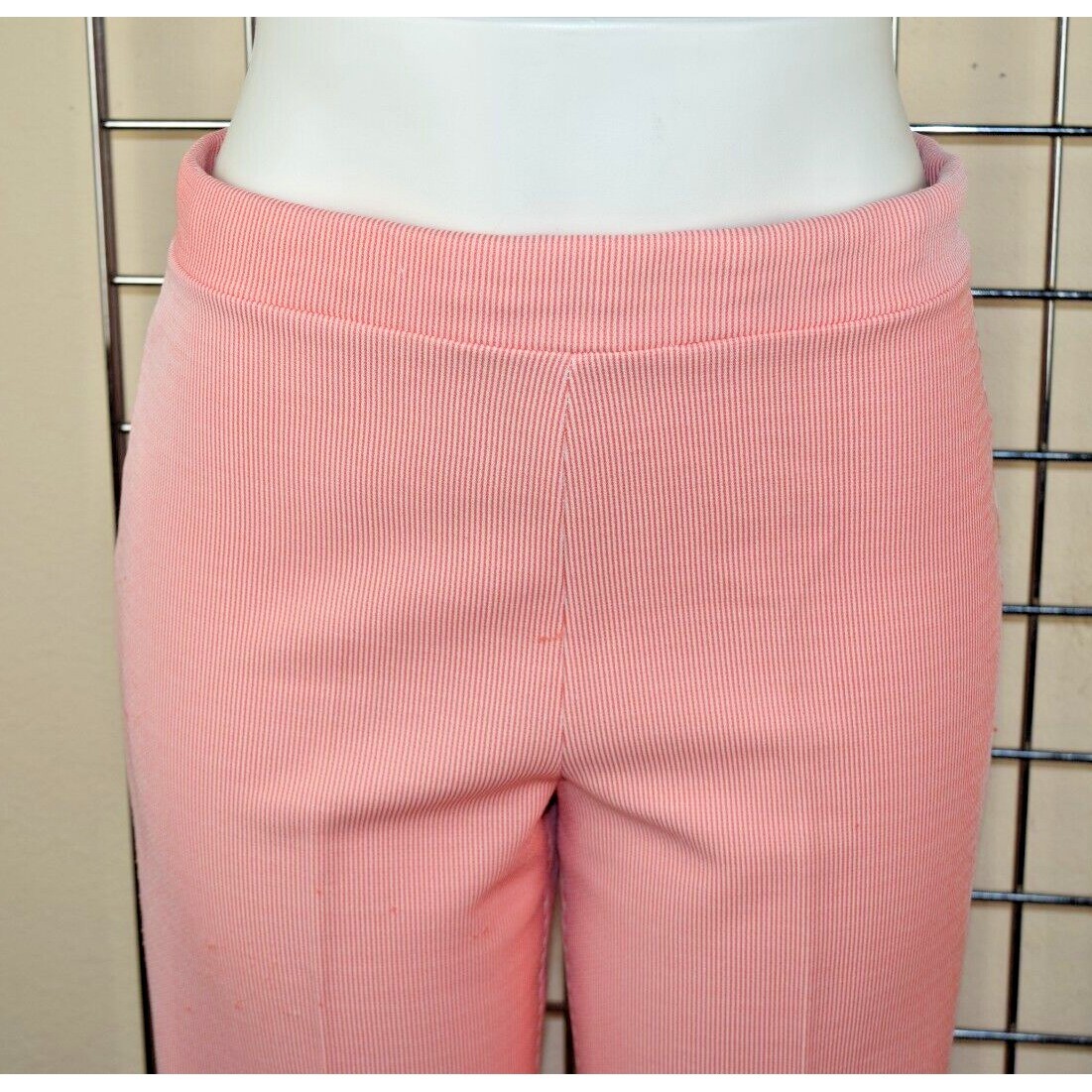 Vintage 60s Pants Ecco Bay 30 x 30 Red White Fine Stripes Elastic Waist Made USA