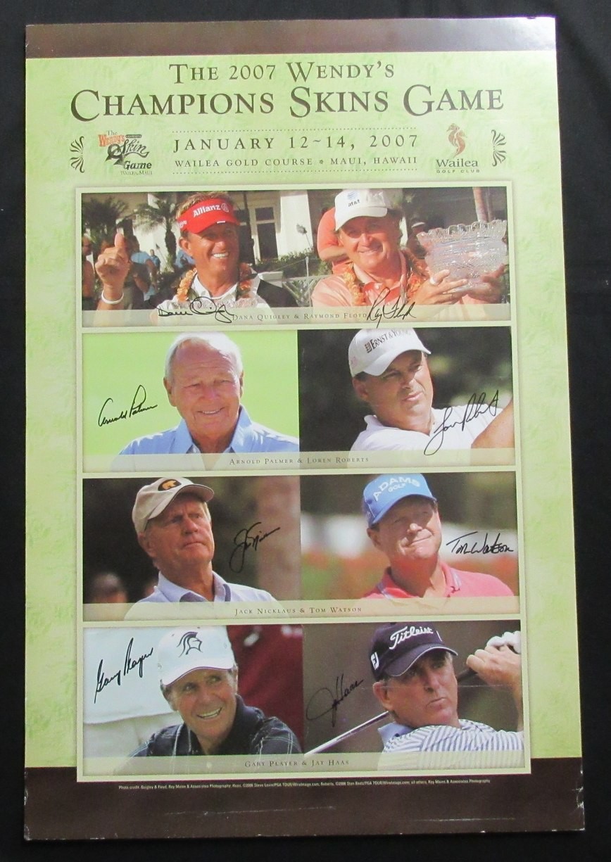 2007 Golf Poster Multi-Signed (8) Palmer Nicklaus Watson Player 24X36 Photo PSA 2007 Golf Poster Multi-Signed (8) Palmer Nicklaus Watson Player 24X36 Photo PSA