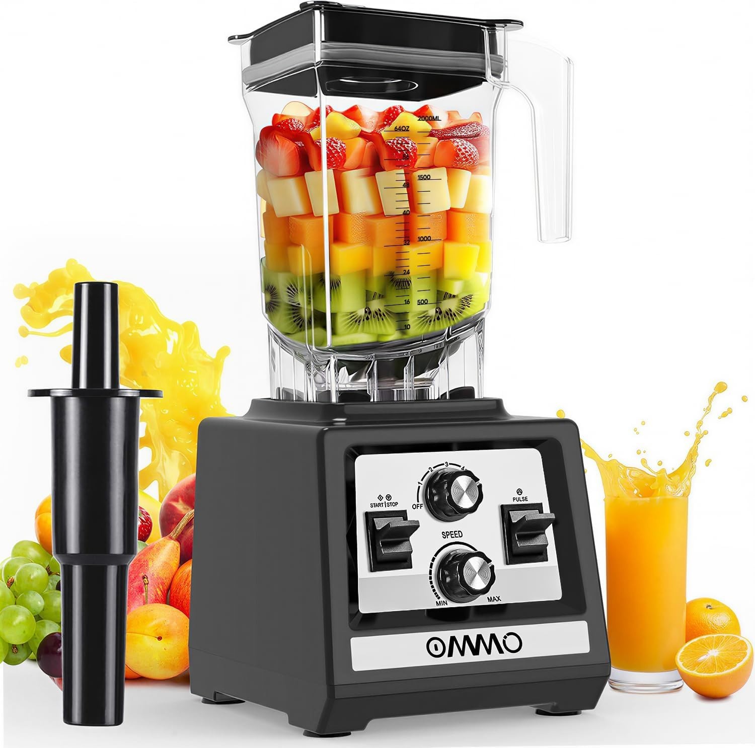 Kitchen Countertop Blender 1800W, Smoothies & Ice Crush, Black Kitchen Countertop Blender 1800W, Smoothies & Ice Crush, Black