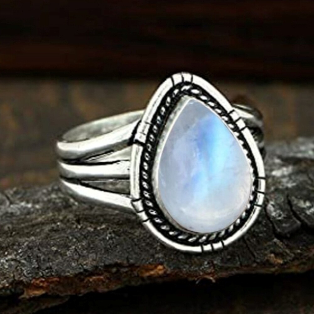 Natural Moonstone 925 Sterling Silver  Handmade ring Jewelry Gift For Her A-147