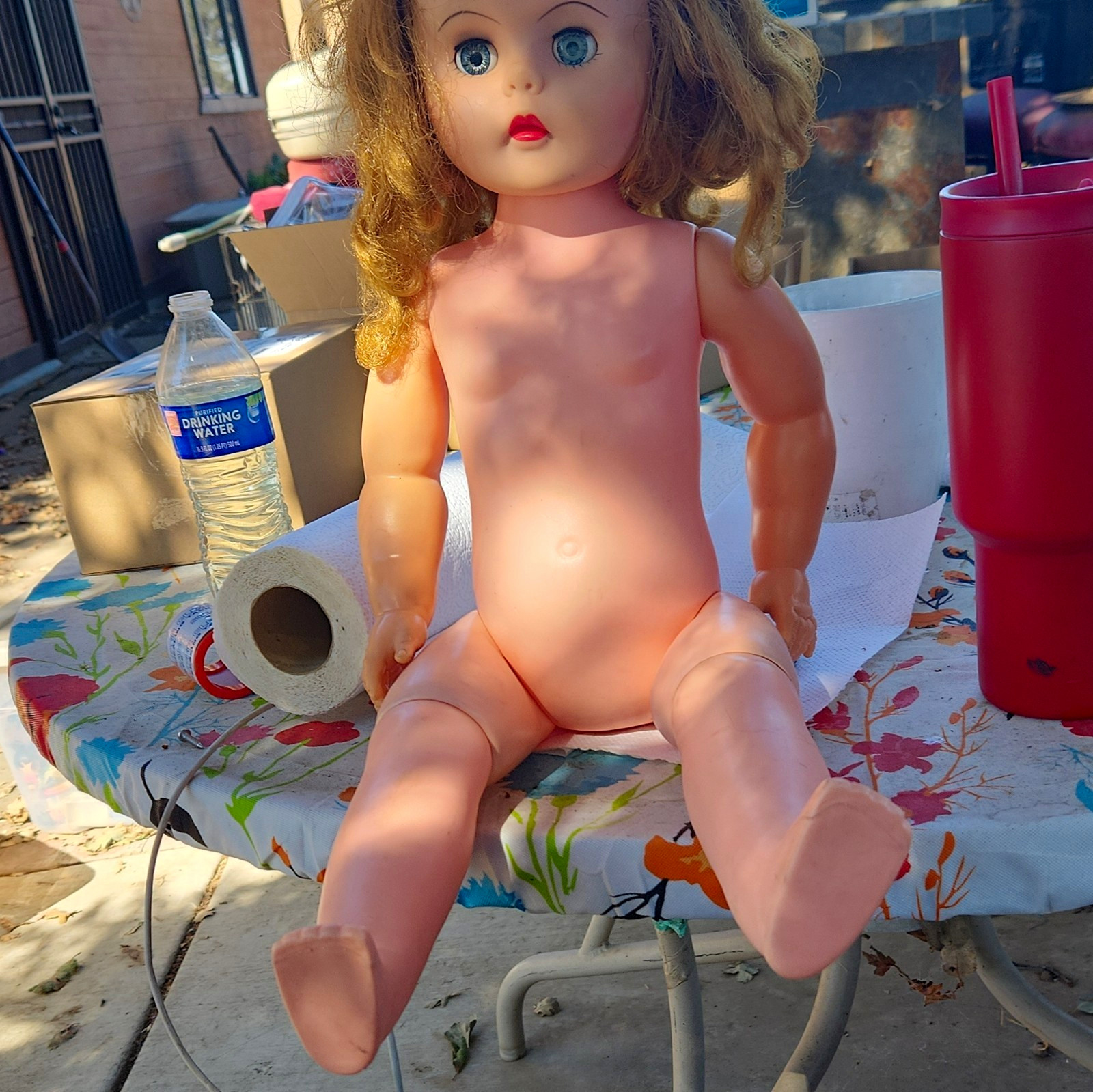 Vintage 24in Girl Play Doll Nude Plastic Light Complexion Blue Eyes Vintage 24in Girl Play Doll Nude Plastic Light Complexion Blue Eyes