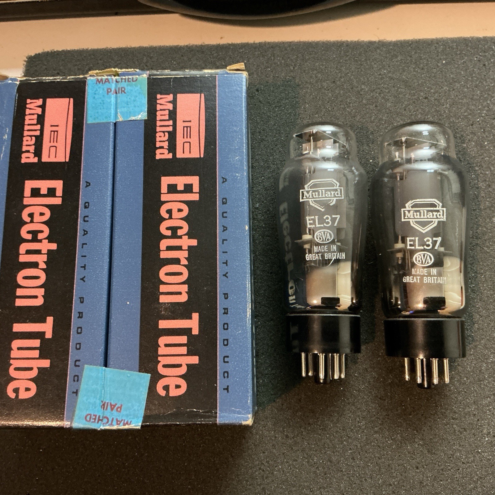 Rare NOS Mullard EL37 Tubes Factory MATCHED Set Amplitrex Tested GEC L@@K