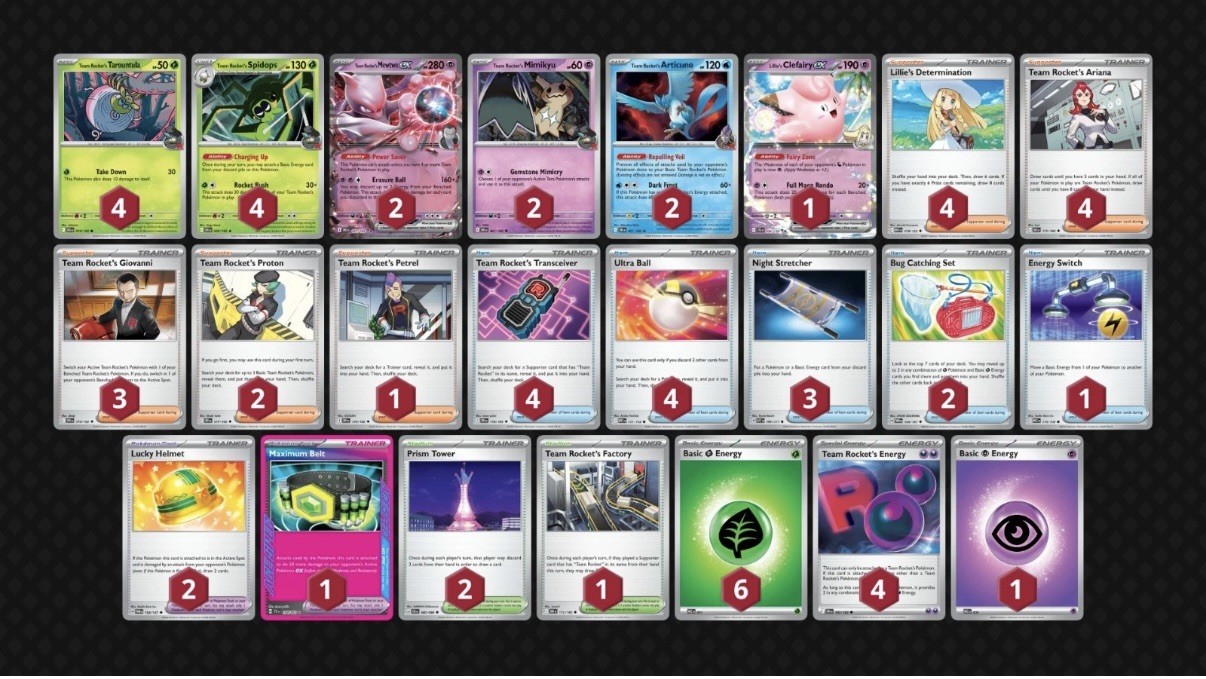 Team Rockets MewTwo Tournament Ready Pokemon TCG Deck - Ready to play