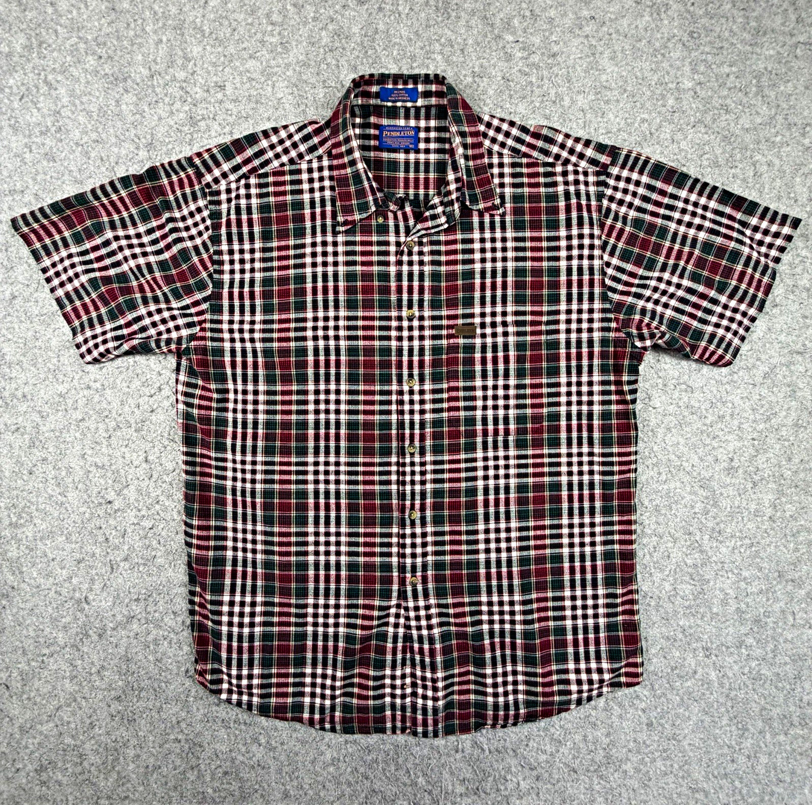 Vintage Pendleton Men\'s Cotton Woven Plaid Short Sleeve Button Point Collar XL Vintage Pendleton Men\'s Cotton Woven Plaid Short Sleeve Button Point Collar XL