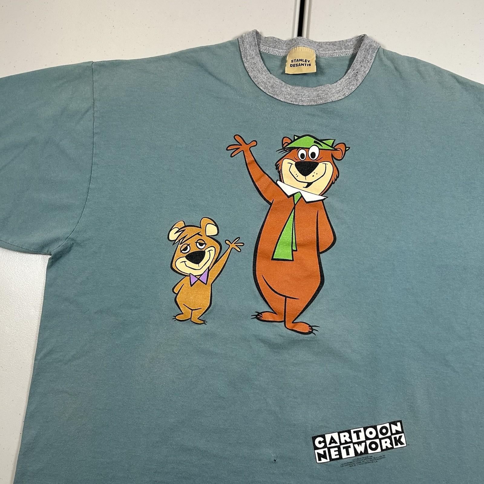 VTG 90s Cartoon Network Yogi Bear Graphic Shirt XL Ringer Stanley Desantis 1996