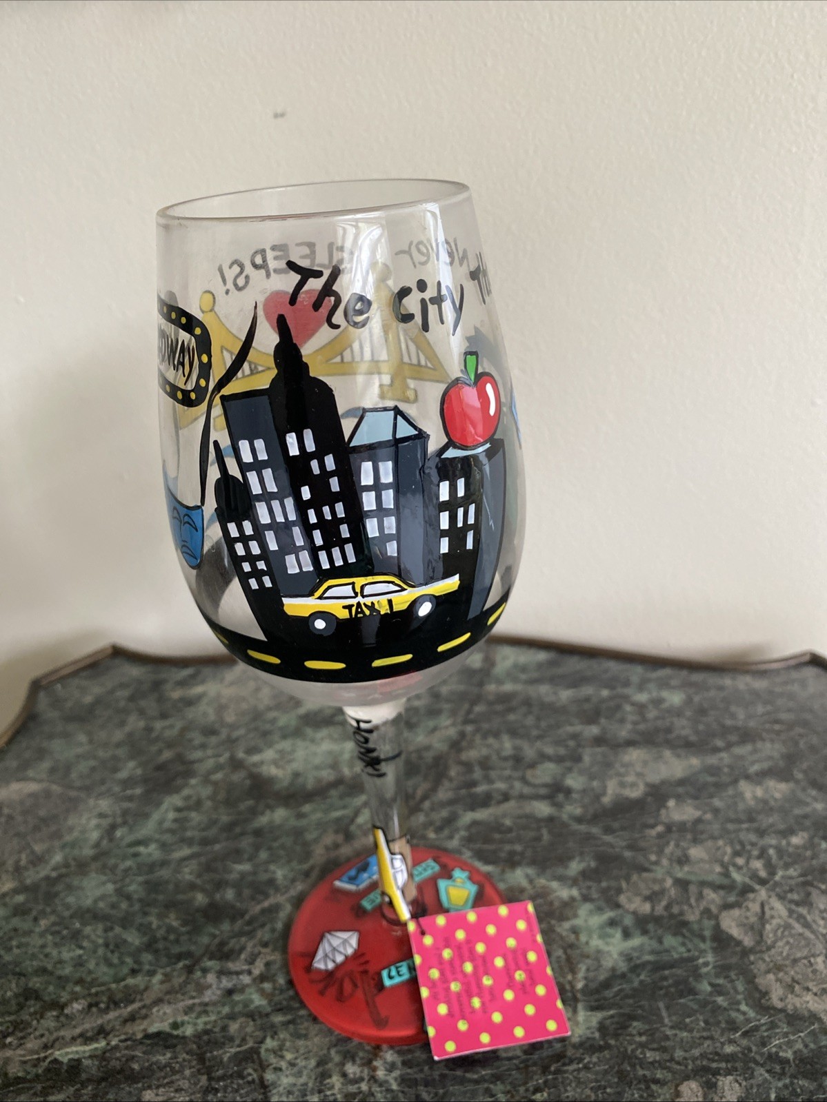 New Lulu By 2 Saints Inc Hand Painted Spoiled Wine Glass Fun Flirty Fabulous NY New Lulu By 2 Saints Inc Hand Painted Spoiled Wine Glass Fun Flirty Fabulous NY