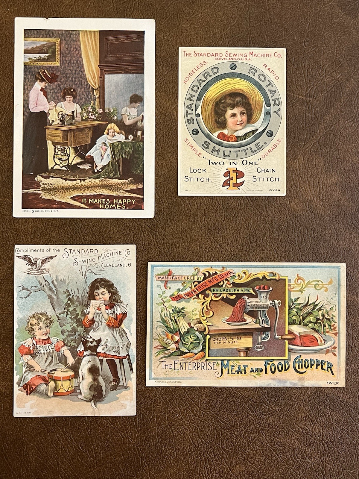 Antique Victorian Advertising Trade Cards Lot of 4/1880s Pottstown PA Merchants