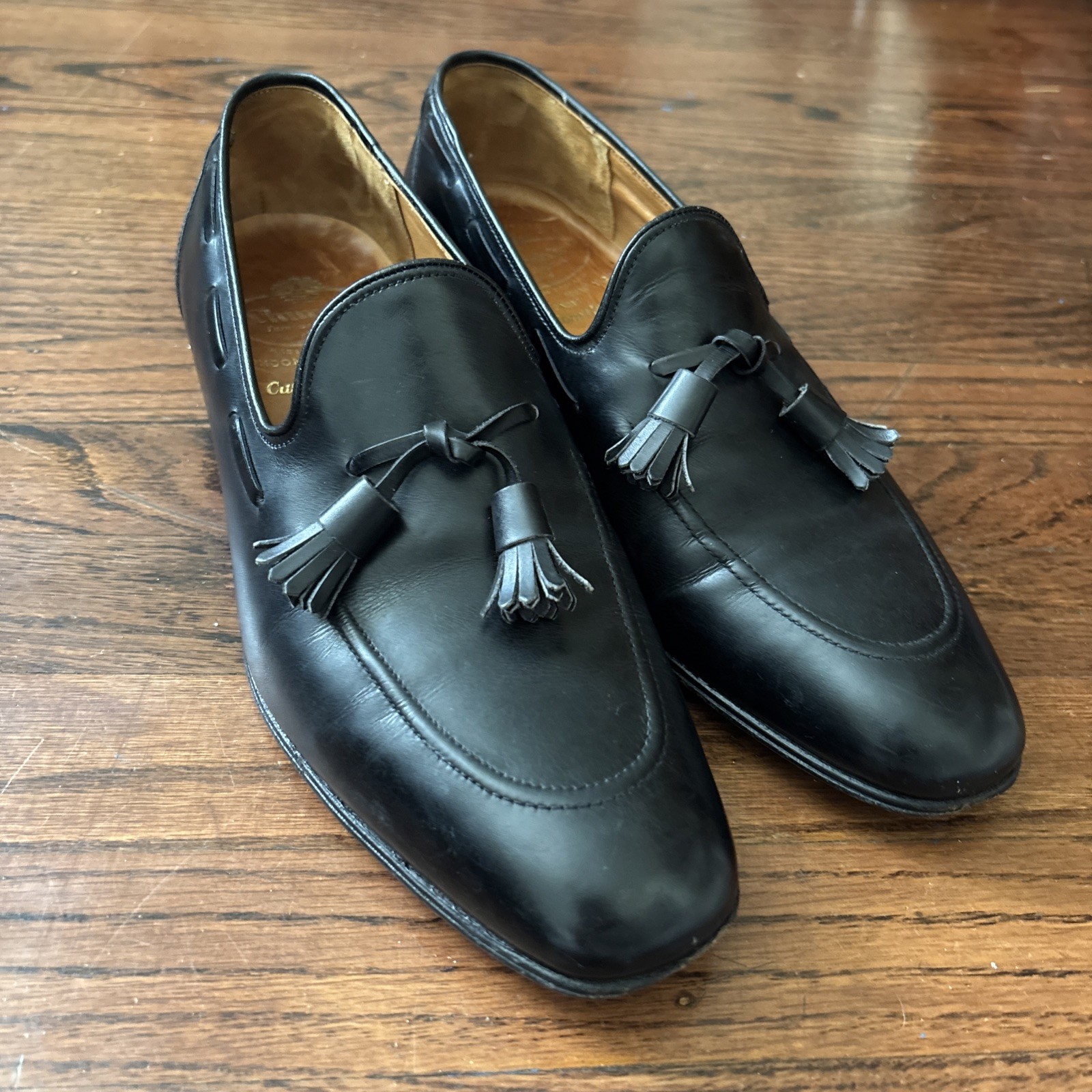 Church’s Custom Grade Black Calfskin Leather Tassel Loafer Sz 7.5 Church’s Custom Grade Black Calfskin Leather Tassel Loafer Sz 7.5
