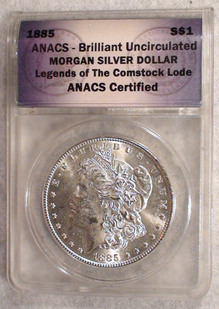 1885 P Morgan Dollar ANACS COMSTOCK LODE BRILLIANT UNCIRCULATED $1 Coin