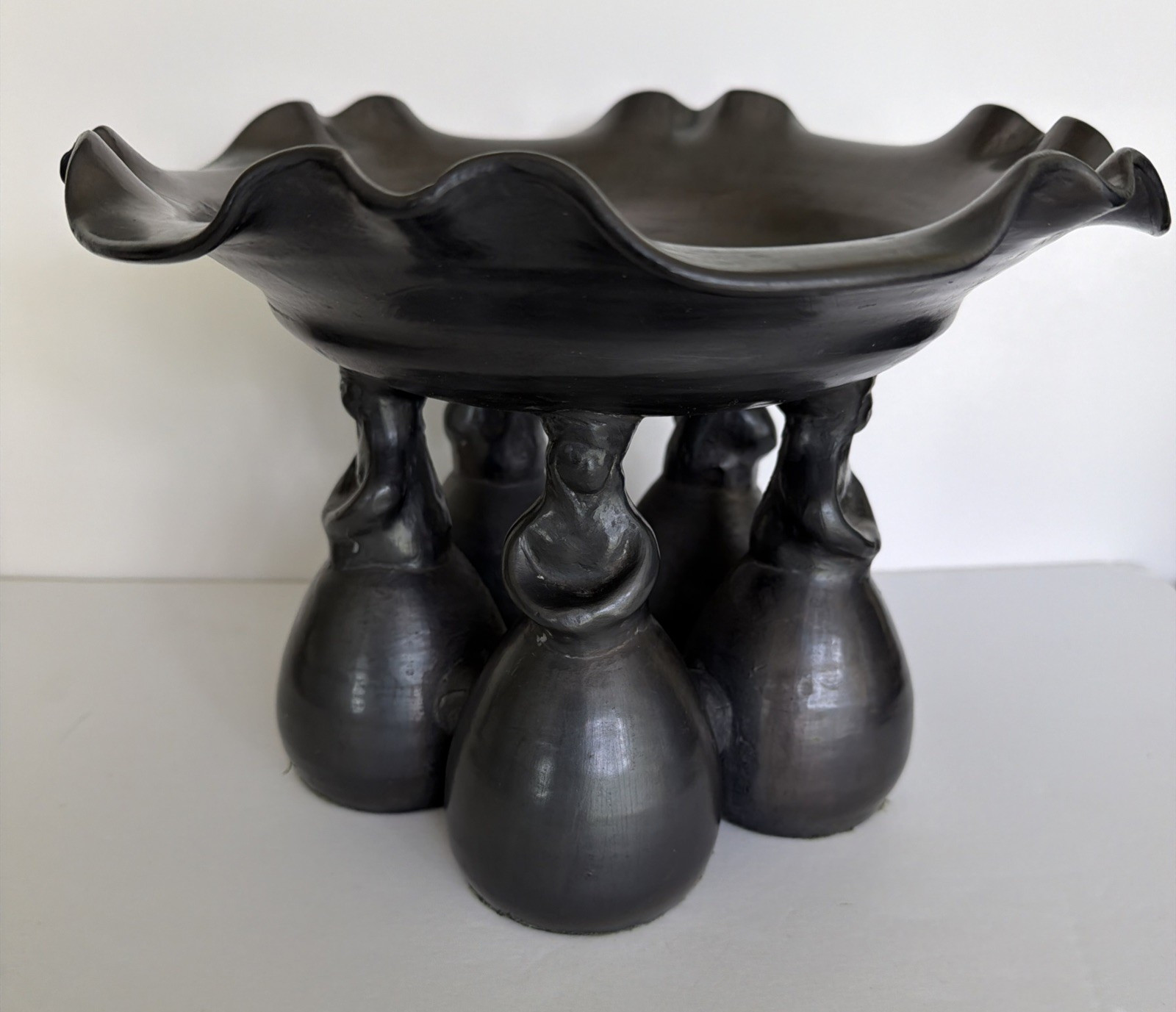 Vintage Oaxaca Black Clay Pottery Bowl LAMA Mexico 5 Ladies Barro Negro Folk Art Vintage Oaxaca Black Clay Pottery Bowl LAMA Mexico 5 Ladies Barro Negro Folk Art