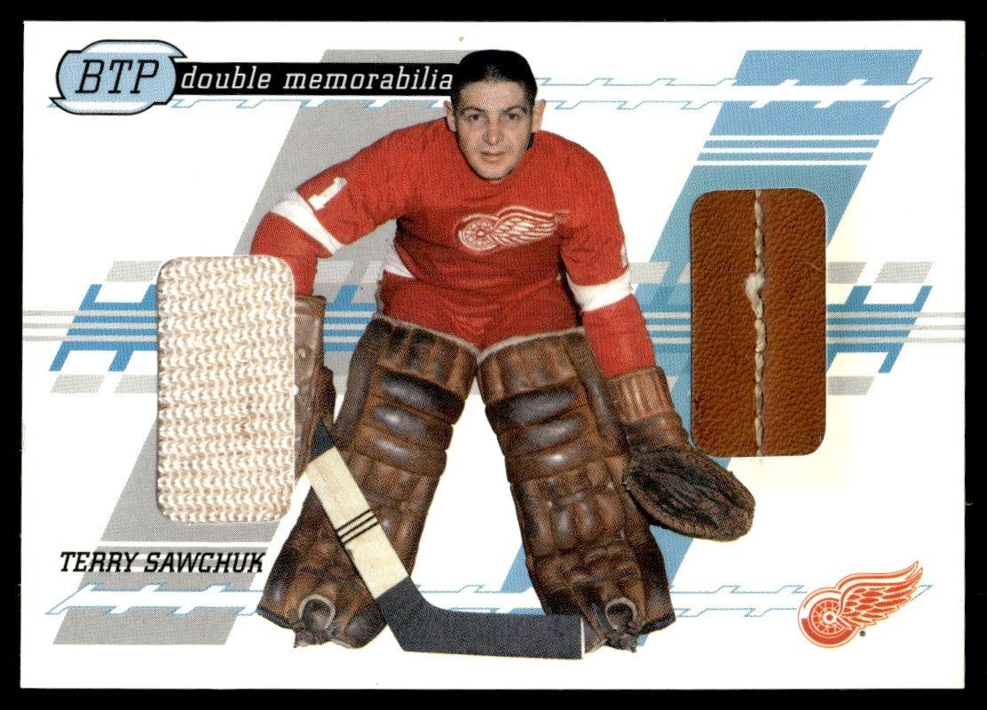 2002-03 BE A PLAYER DOUBLE MEMORABILIA TERRY SAWCHUK 2002-03 BE A PLAYER DOUBLE MEMORABILIA TERRY SAWCHUK