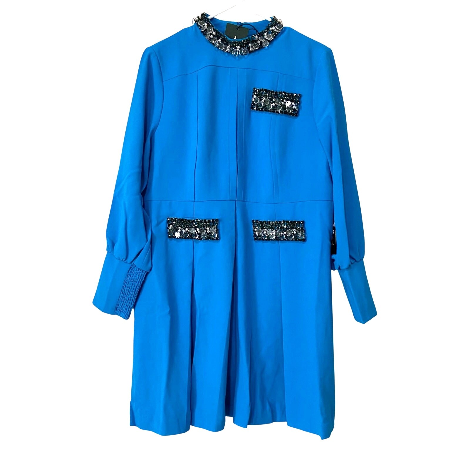 Tuckernuck Bright Blue Hoyt Sequin Embellished Dress Women\'s L Cocktail Mini NEW