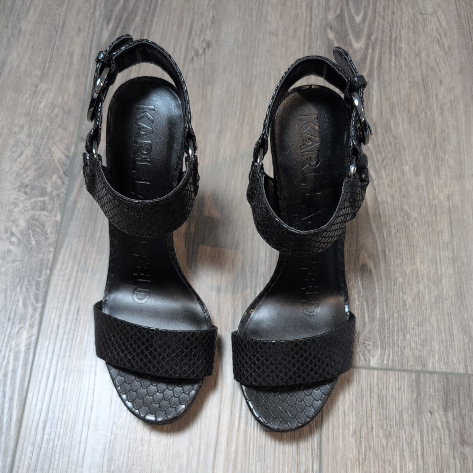 KARL LAGERFELD PARIS Women\'s Cieone Ankle-Strap Slingback Sandals Black Sz 5 M KARL LAGERFELD PARIS Women\'s Cieone Ankle-Strap Slingback Sandals Black Sz 5 M