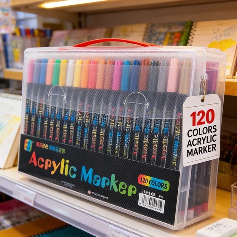 24-120 Color Dual Tip Acrylic Paint Markers Brush Pens for Rock Canvas Wood Cera 24-120 Color Dual Tip Acrylic Paint Markers Brush Pens for Rock Canvas Wood Cera