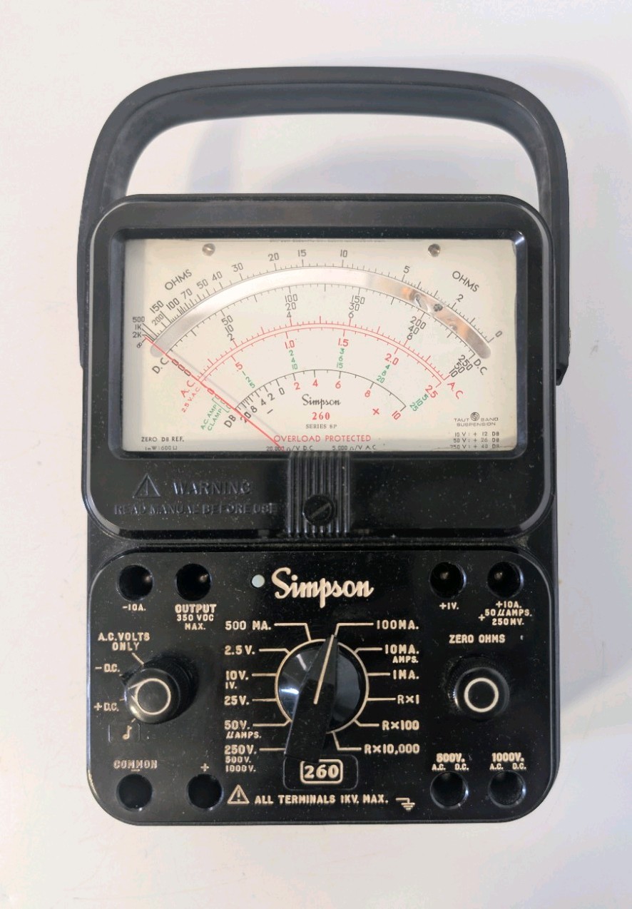 Simpson 260 Series 8P Volt-Ohm-Milliamp Meter with Case and Probes Simpson 260 Series 8P Volt-Ohm-Milliamp Meter with Case and Probes