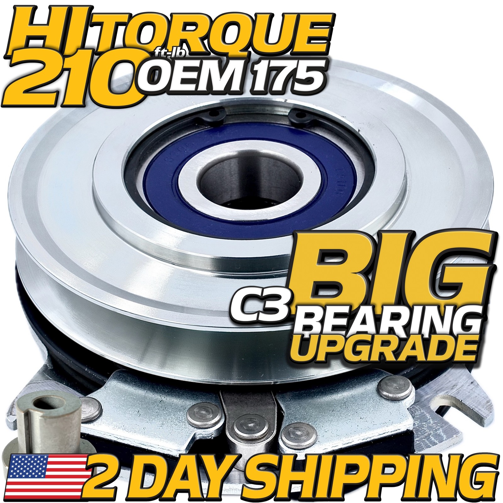 HiTorque 210ftlb (OEM 175) BIGBearing Billet Pulley PTO Clutch for Warner 5218-5 HiTorque 210ftlb (OEM 175) BIGBearing Billet Pulley PTO Clutch for Warner 5218-5