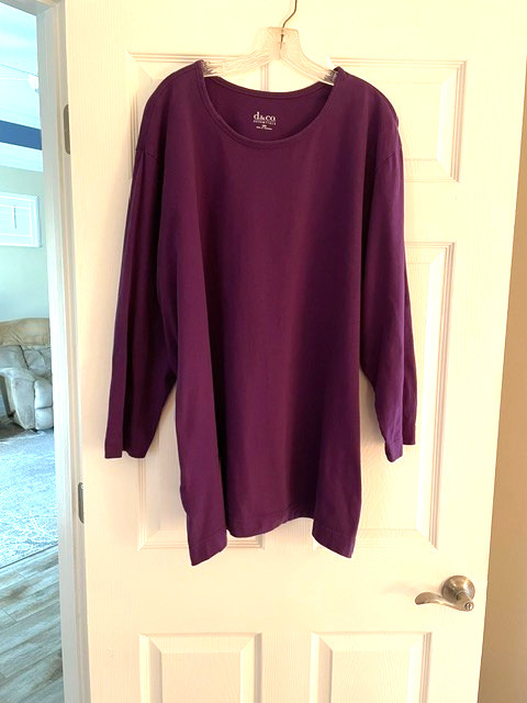 Denim & Co. Essentials 100% Cotton Long Sleeve Tunic - Size 3X Purple Denim & Co. Essentials 100% Cotton Long Sleeve Tunic - Size 3X Purple