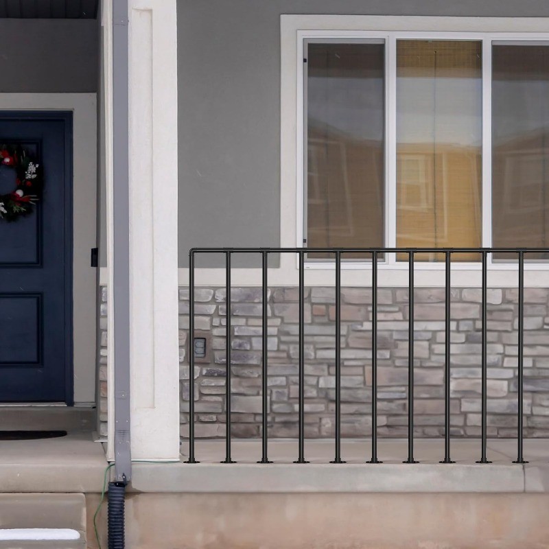 Outdoor Metal Guard Rail, Right-Angle Connectors, Porch Railing for Flat Surface